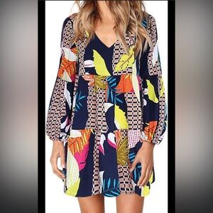 Colorful Checkered Long Sleeve Dress